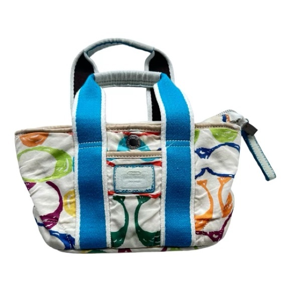 Coach Handbags - COACH Hampton Mini Scribble Canvas Double Handle Handbag Purse Satchel T…